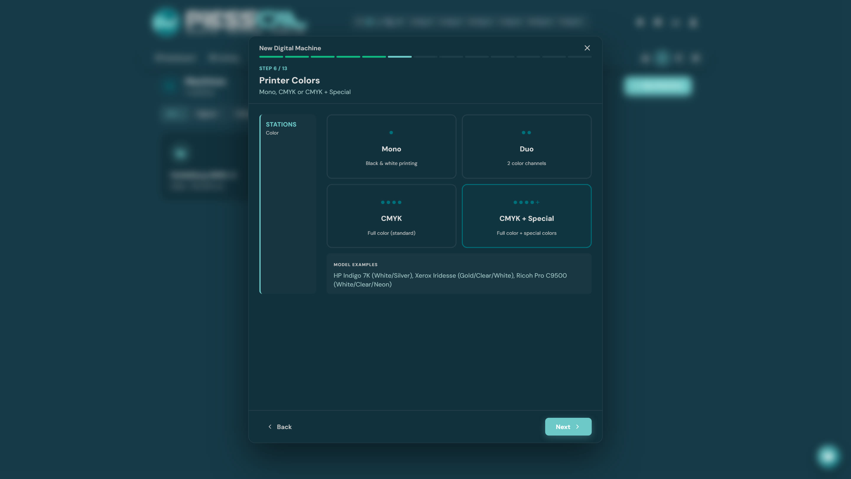 Selecting CMYK + Special